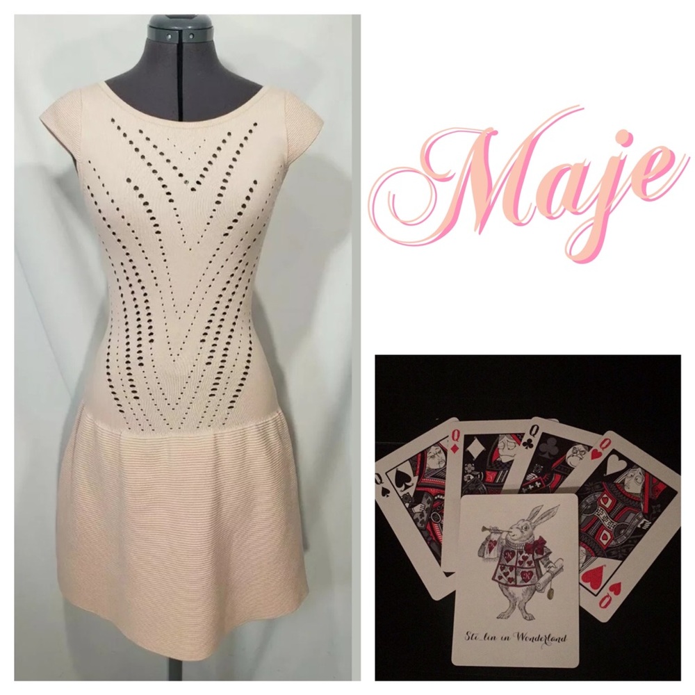 New Maje Knit Blush Fit & Flare Dress Sz S